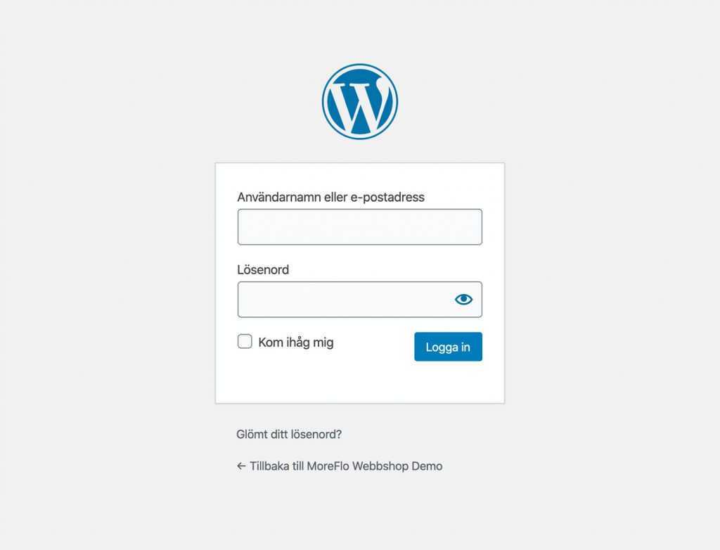 Logga in i WordPress